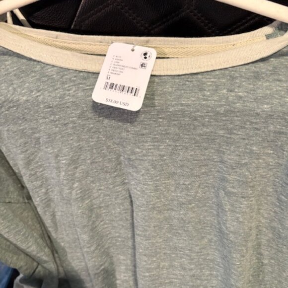 Free People Sage Green short Sleeve Lounge Tee (Size M) - Picture 2 of 5